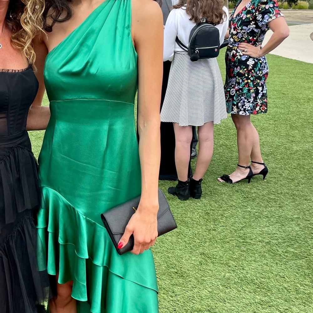 Cinq à Sept Green One Shoulder Dress